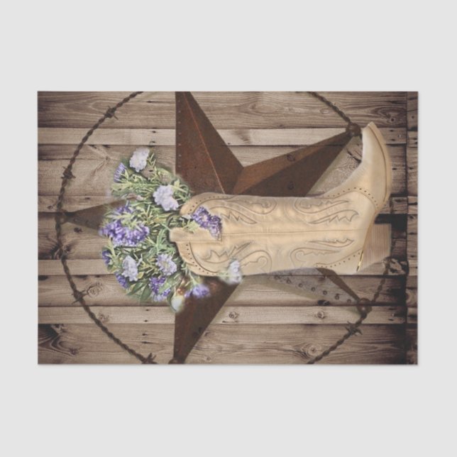 Papel De Seda madera de granero rústico estrella vaquera occiden (Anverso)