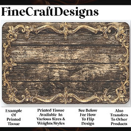 Papel De Seda Madera oscura, borde barroco dorado AN6 desenlace