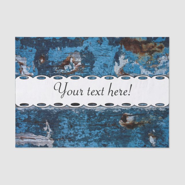 Papel De Seda Madera pintada de azul (Anverso)