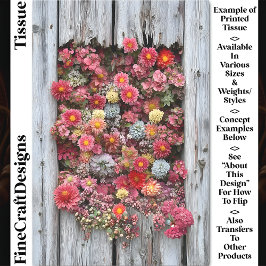 Papel De Seda Madera Rústica Metálica Con Flores Lluvia CL4