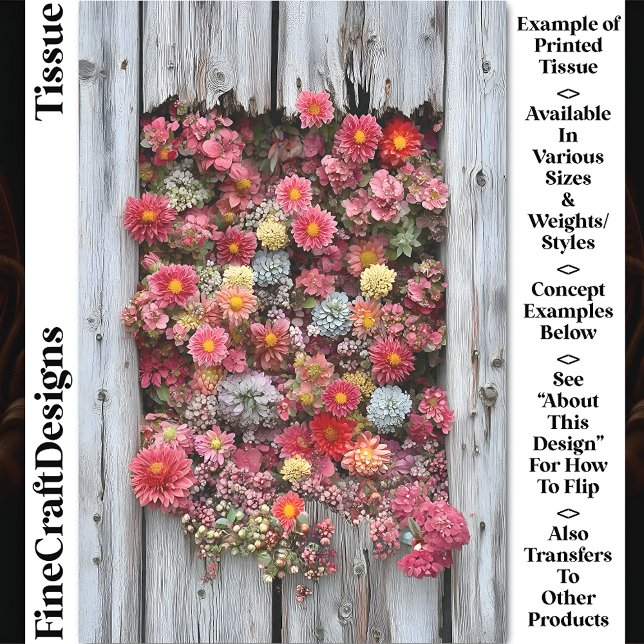 Papel De Seda Madera Rústica Metálica Con Flores Lluvia CL4 (Subido por el creador)