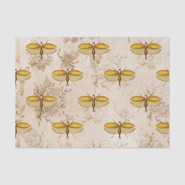 Papel De Seda Madera y flores grandes (Anverso)