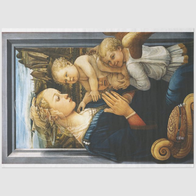 Papel De Seda Madonna con niño y dos ángeles, Filippo Lippi (Anverso)