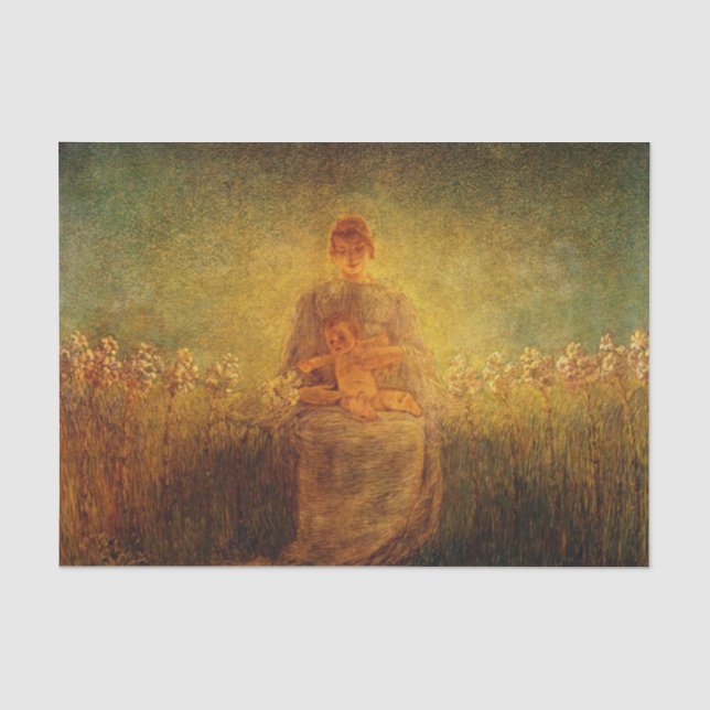 Papel De Seda Madonna de Lilies de Gaetano Previati (Anverso)