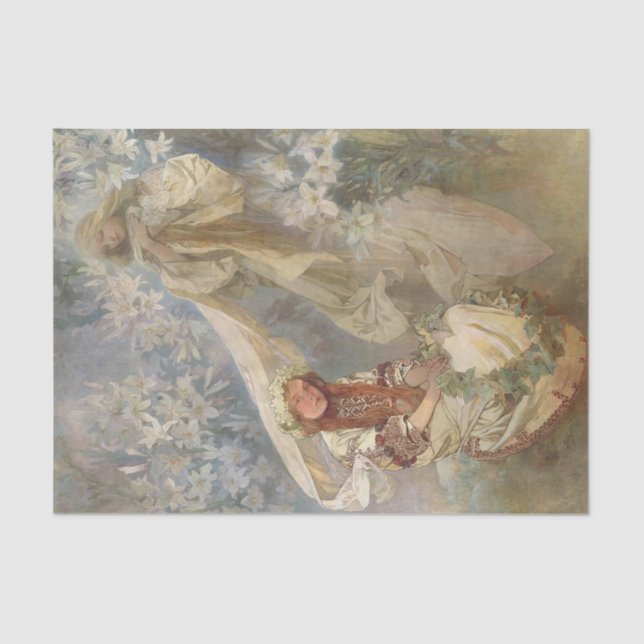 Papel De Seda Madonna de los Lilies de Alphonse Mucha (Anverso)