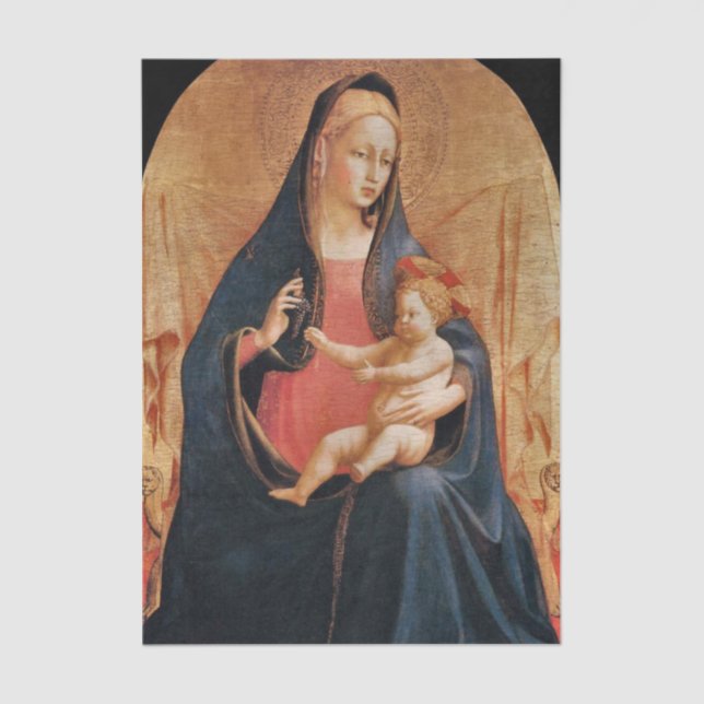 Papel De Seda Madonna e hijo de uvas por Fra Angelico (Anverso)