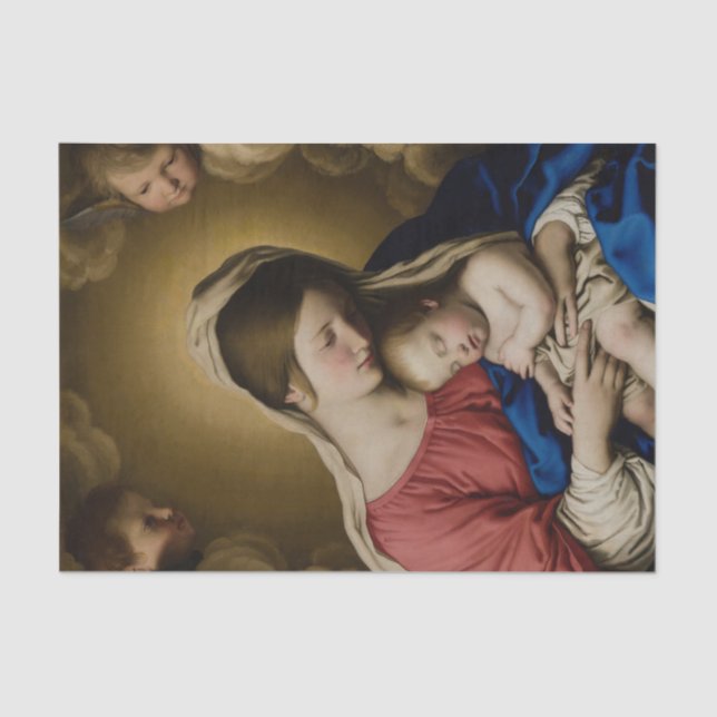 Papel De Seda Madonna e hijo por Giovanni Battisti da Salvi (Anverso)