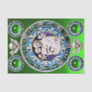 PAPEL DE SEDA MADONNA, NIÑO, ANGELES FLORAL DE LA NATIVIDAD ROPA