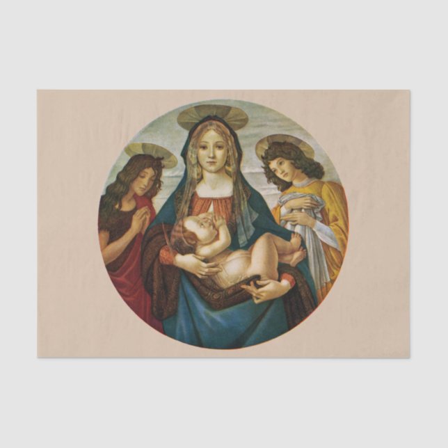 Papel De Seda Madonna y el niño de Botticelli (Anverso)
