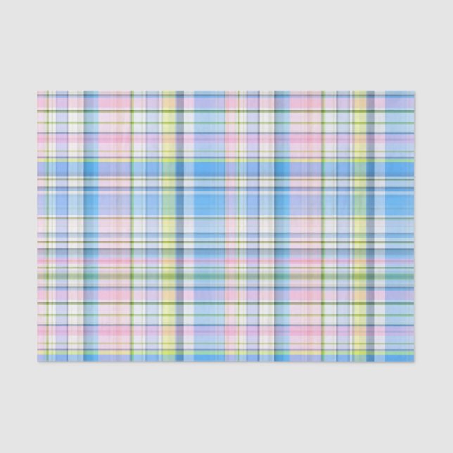 Papel De Seda Madrás de perrito azul amarillo blanco (Anverso)