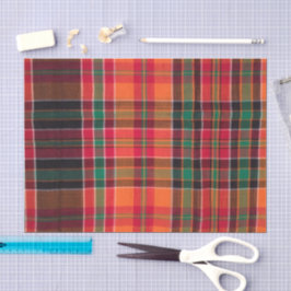 Papel De Seda Madrás moderna Naranja patrón de plaza verde