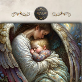 Papel De Seda Madre Ángel Sosteniendo Alas de Bebé Decoupage