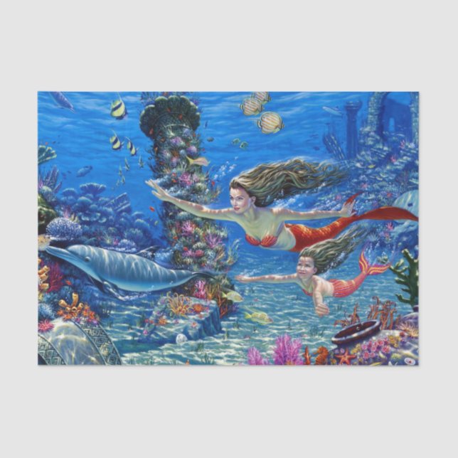 Papel De Seda madre de sirena y bebé (Anverso)