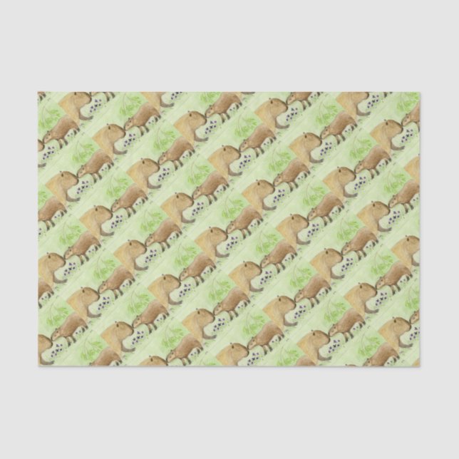 Papel De Seda Madre y bebé capibara (Anverso)
