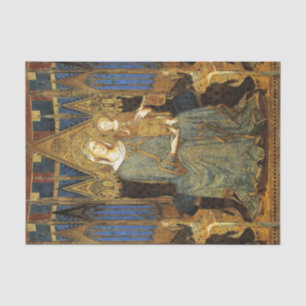 Papel De Seda MAESTA, VIRGEN CON NIÑO, amarillo dorado azul