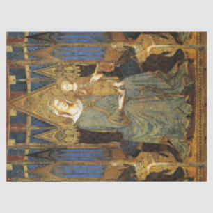 Papel De Seda MAESTA, VIRGIN Y NIÑO, Navidades Amarillos De Oro 