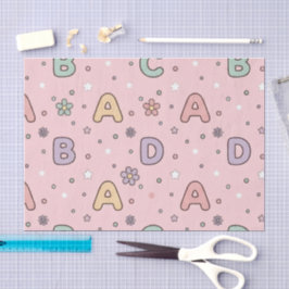 Papel De Seda Maestra Letras Rosadas Patrón Escolar