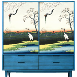 Papel De Seda Maestría de la época de Hiroshige Pareja de Grúas