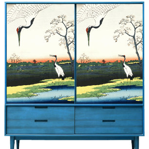 Papel De Seda Maestría de la época de Hiroshige Pareja de Grúas
