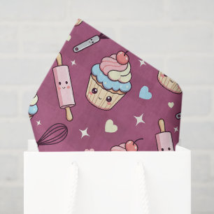 Papel De Seda Magdalena Rosa Púrpura Kawaii Cuadrícula Rosa