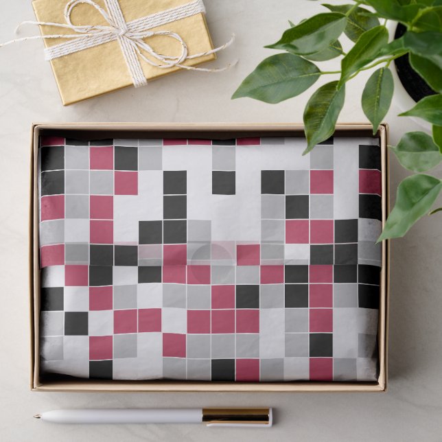 Papel De Seda Magenta Geométrico Divertido Moderno (Regalo )