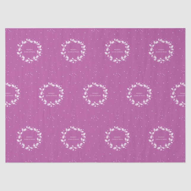 Papel De Seda Magenta moderna + guirnalda blanca navidad Holly W (Anverso)