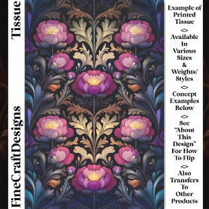 Papel De Seda Magenta vibrante y peones rosados florecen CT3 Dec