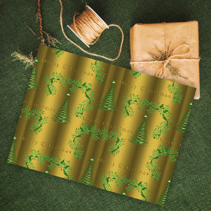 Papel De Seda Magia de Navidades verdes y de oro