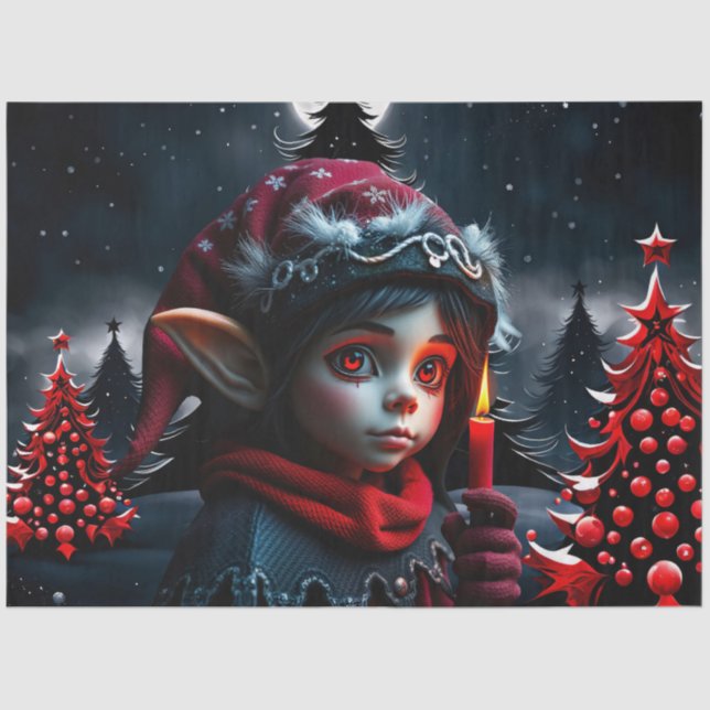 Papel De Seda Magia del elfo gótico bajo la luna llena. (Anverso)