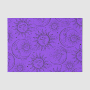 Papel De Seda Magia Morada Vintage Celestial Sol Luna Estrellas