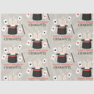 Papel De Seda Magic Show Magician Kids Birthday Custom Name