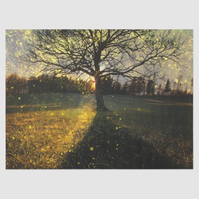 Papel De Seda Magical fireflies dreamy landscape (Anverso)