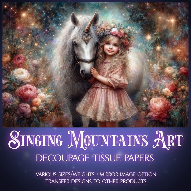 Papel De Seda Magical Friendship Unicorn and Girl Decoupage (Subido por el creador)