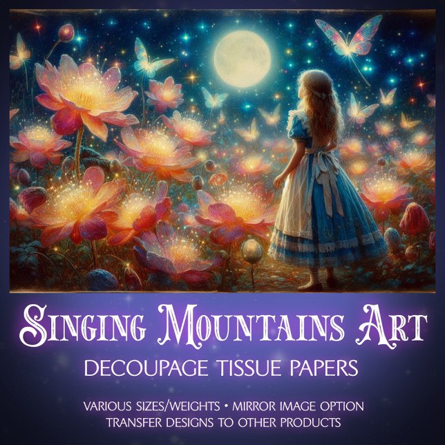 Papel De Seda Magical Moonlight Firefly Garden Alice Decoupage (Subido por el creador)