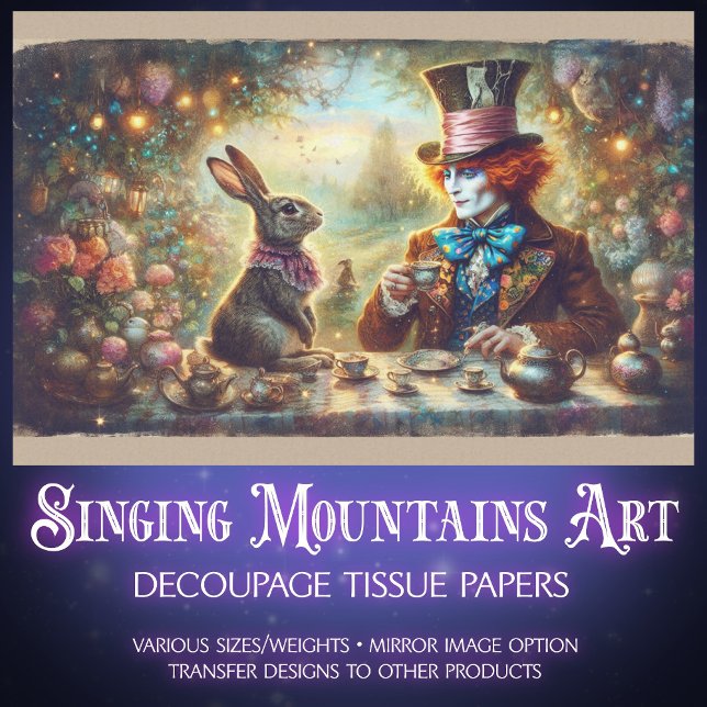 Papel De Seda Magical Tea Time Hatter and Rabbit Decoupage (Subido por el creador)