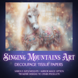 Papel De Seda Magical White Horse Watercolor Craft Decoupage