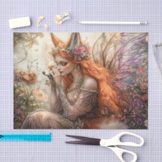 Papel De Seda Magical Winged Fox Fairy Decoupage