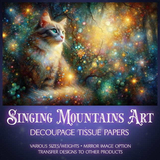 Papel De Seda Magical Woodland Cat Fantasy Floral Decoupage  (Subido por el creador)