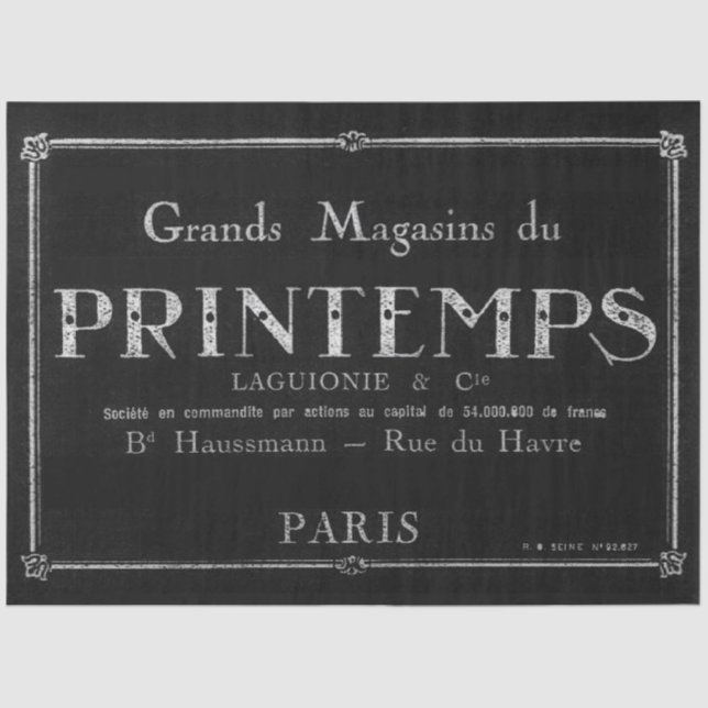 Papel De Seda Magnífica tipografía francesa marco negro de deslu (Anverso)