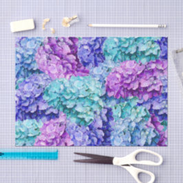 Papel De Seda Magnificas flores de hortensia    