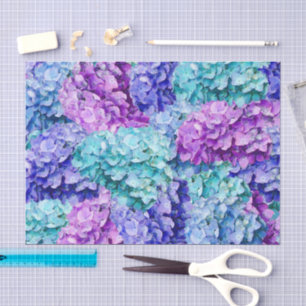 Papel De Seda Magnificas flores de hortensia    