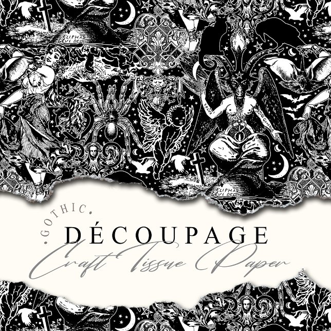 Papel De Seda Magnífico Craft Decoupage Baphomet Gothic (Enjoy the mystical and the magical with this witchy Baphomet Gothic Tissue Paper.)