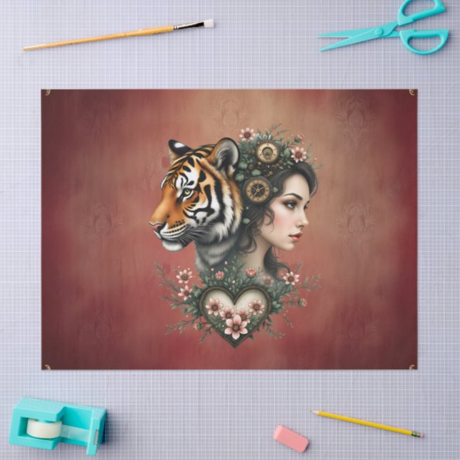 Papel De Seda Magnífico mundo floral de steampunk (Artesanía)