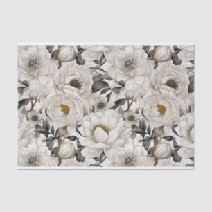 Papel De Seda Magnífico patrón de Ilustracion de White Peonies