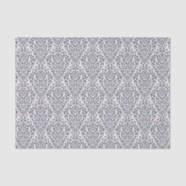 Papel De Seda Magnífico patrón Gray Damask (Anverso)