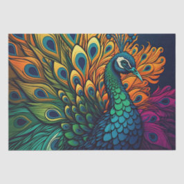 Papel De Seda Magnífico pavo real colorido, estilo Art Decó