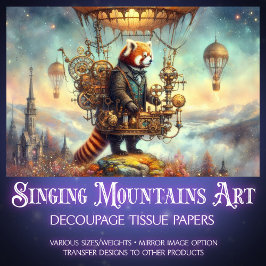 Papel De Seda Magnífico Steampunk Red Panda Flight Decoupage