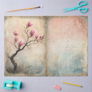 Papel De Seda Magnolia de primavera en flor en acuarela