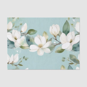 Papel De Seda Magnolia elegante y Garland verde