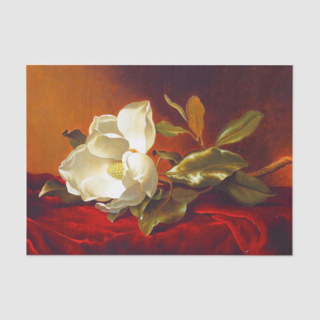 Papel De Seda Magnolia en Terciopelo Rojo Martin Johnson Heade (Anverso)